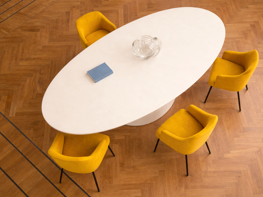 Mesa elíptica microcemento