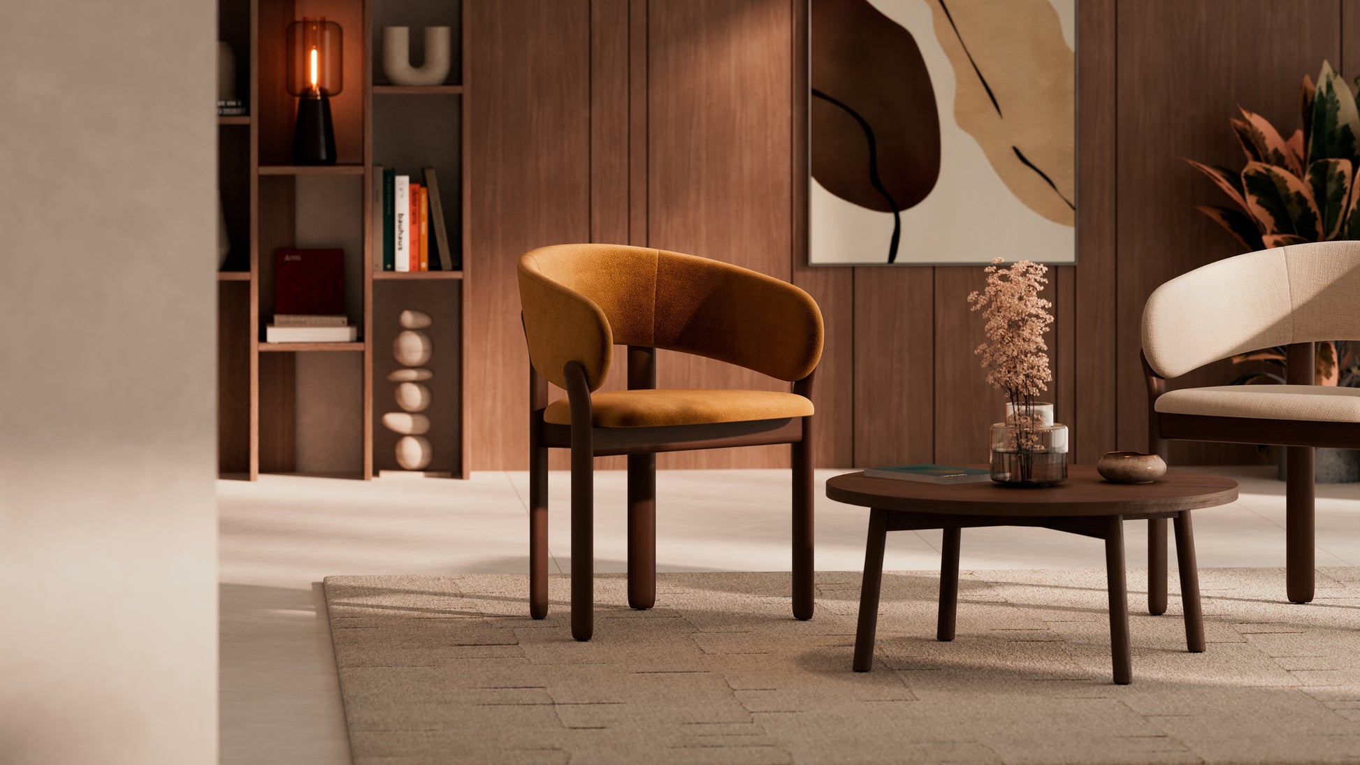 Silla de madera y tela