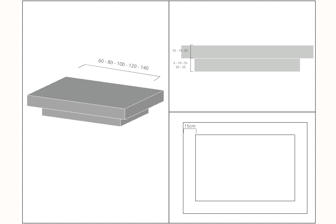 mesa de centro cuadrada de microcemento 