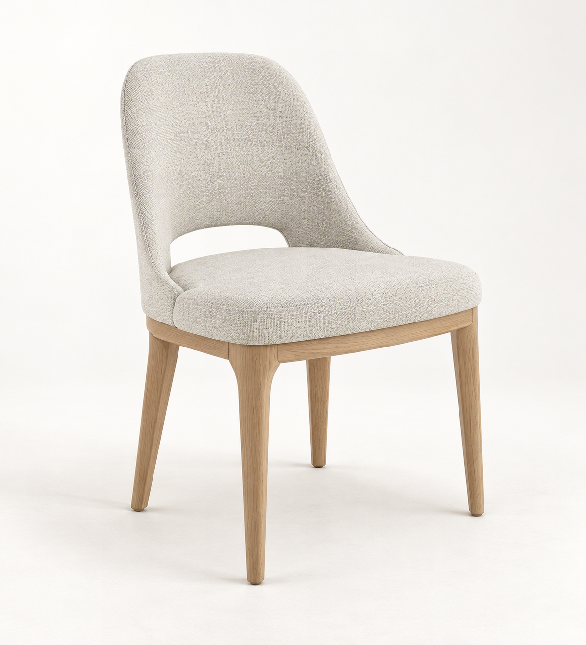 Silla Aura, madera medio, asiento tapizado, vista ambiente
