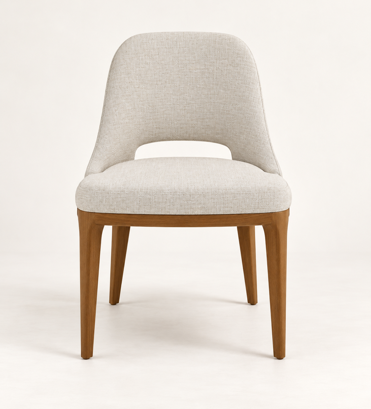 Silla Aura, madera medio, asiento tapizado, vista ambiente