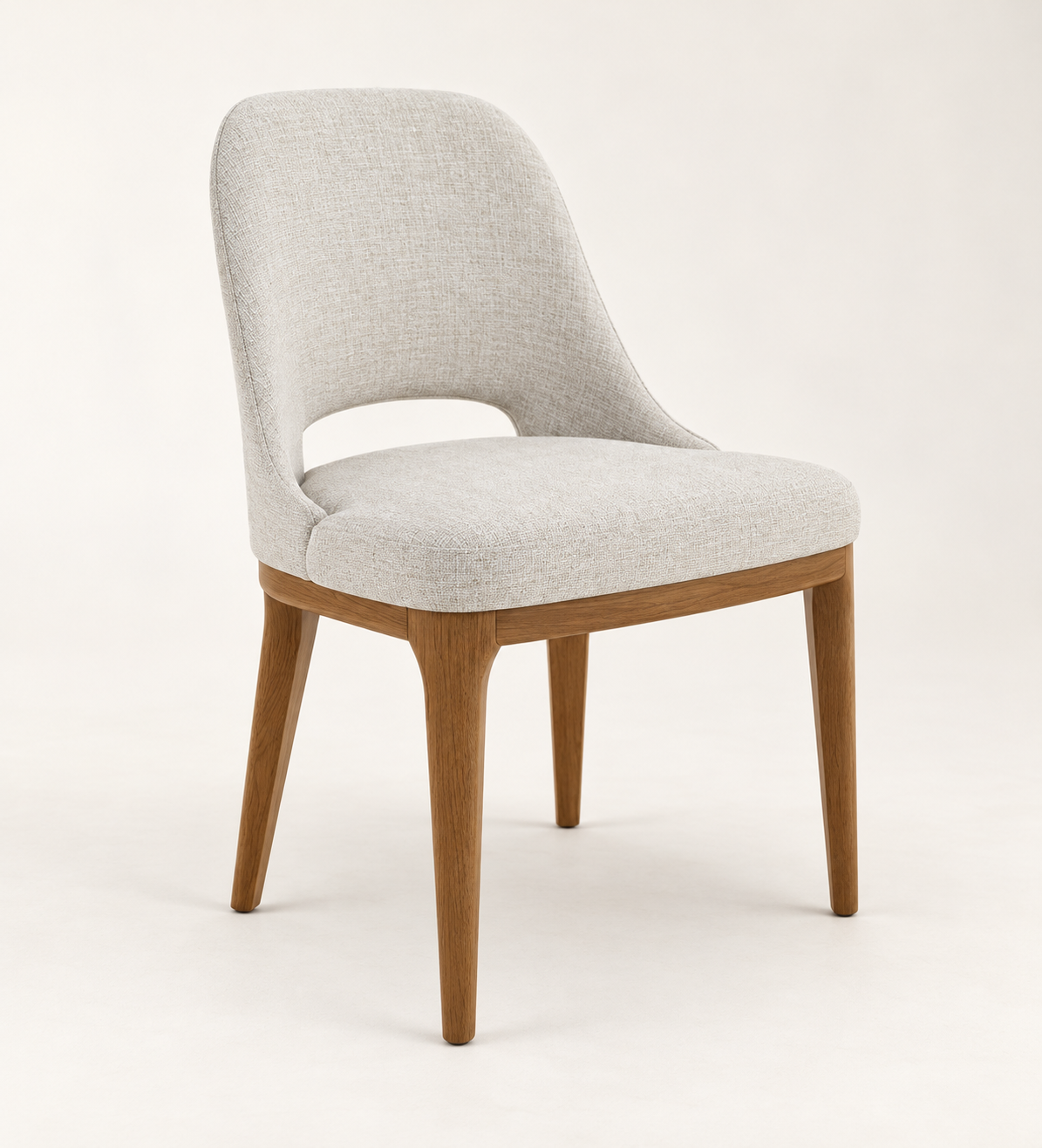 Silla Aura, madera medio, asiento tapizado, vista ambiente