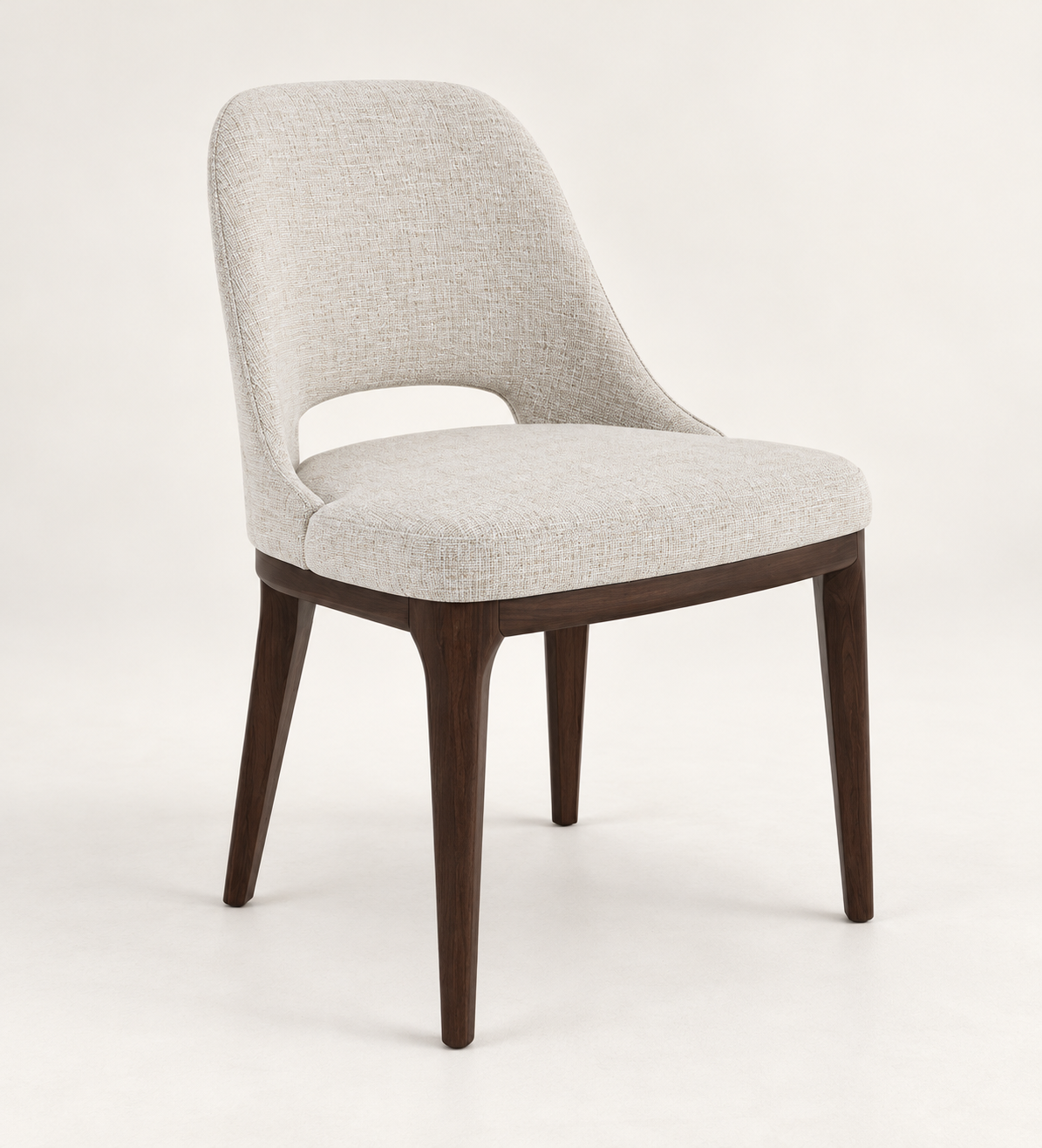 Silla Aura, madera medio, asiento tapizado, vista ambiente