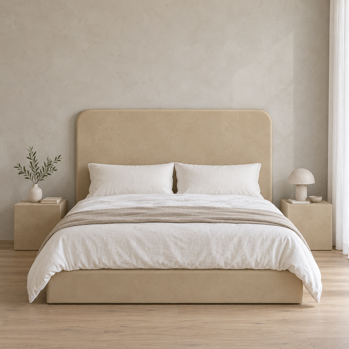 Cabecero Daimiel de microcemento blanco roto - dormitorio