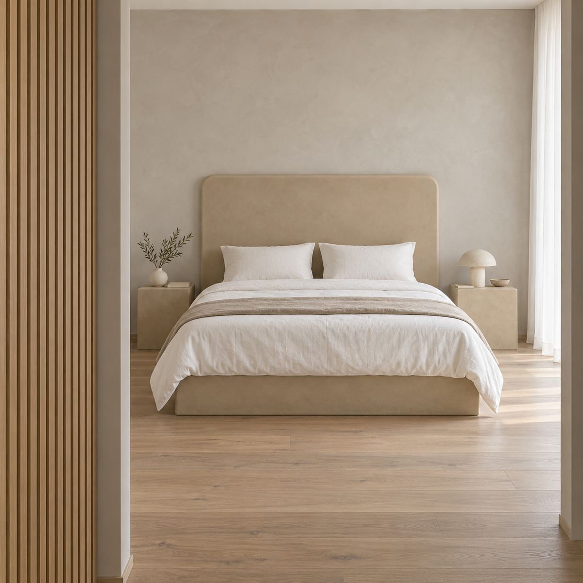 Cabecero Daimiel de microcemento blanco roto - dormitorio