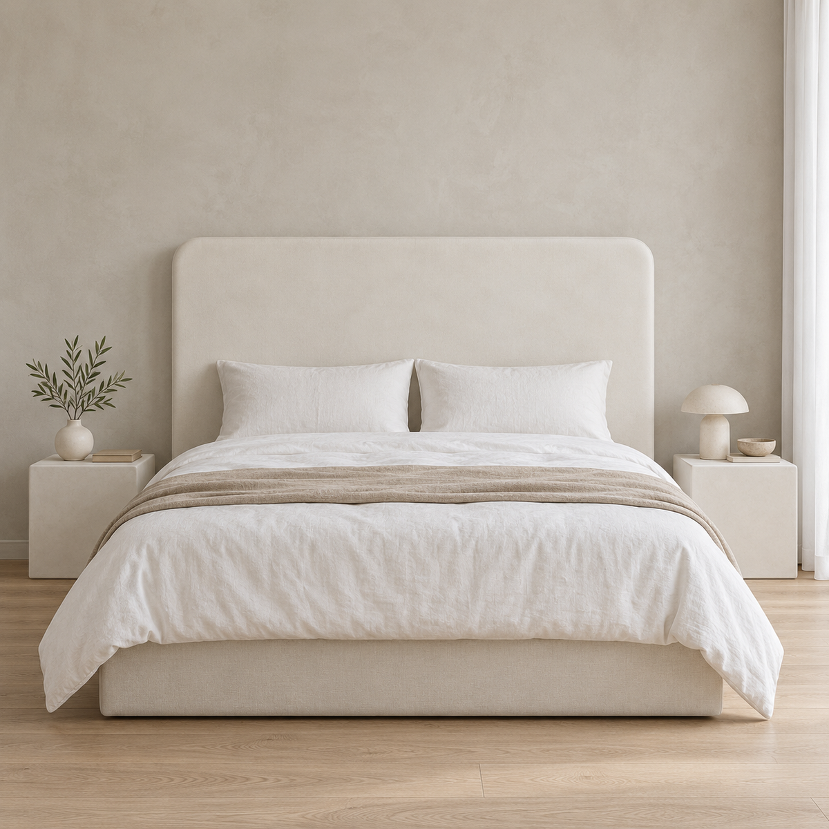 Cabecero Daimiel de microcemento blanco roto - dormitorio