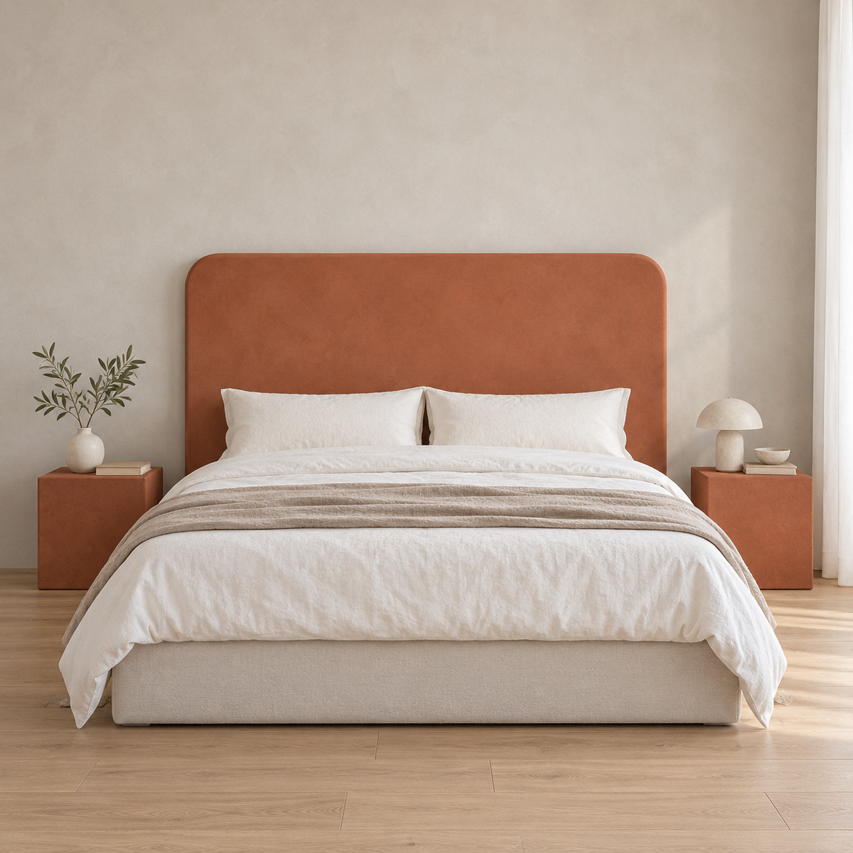 Cabecero Daimiel de microcemento blanco roto - dormitorio