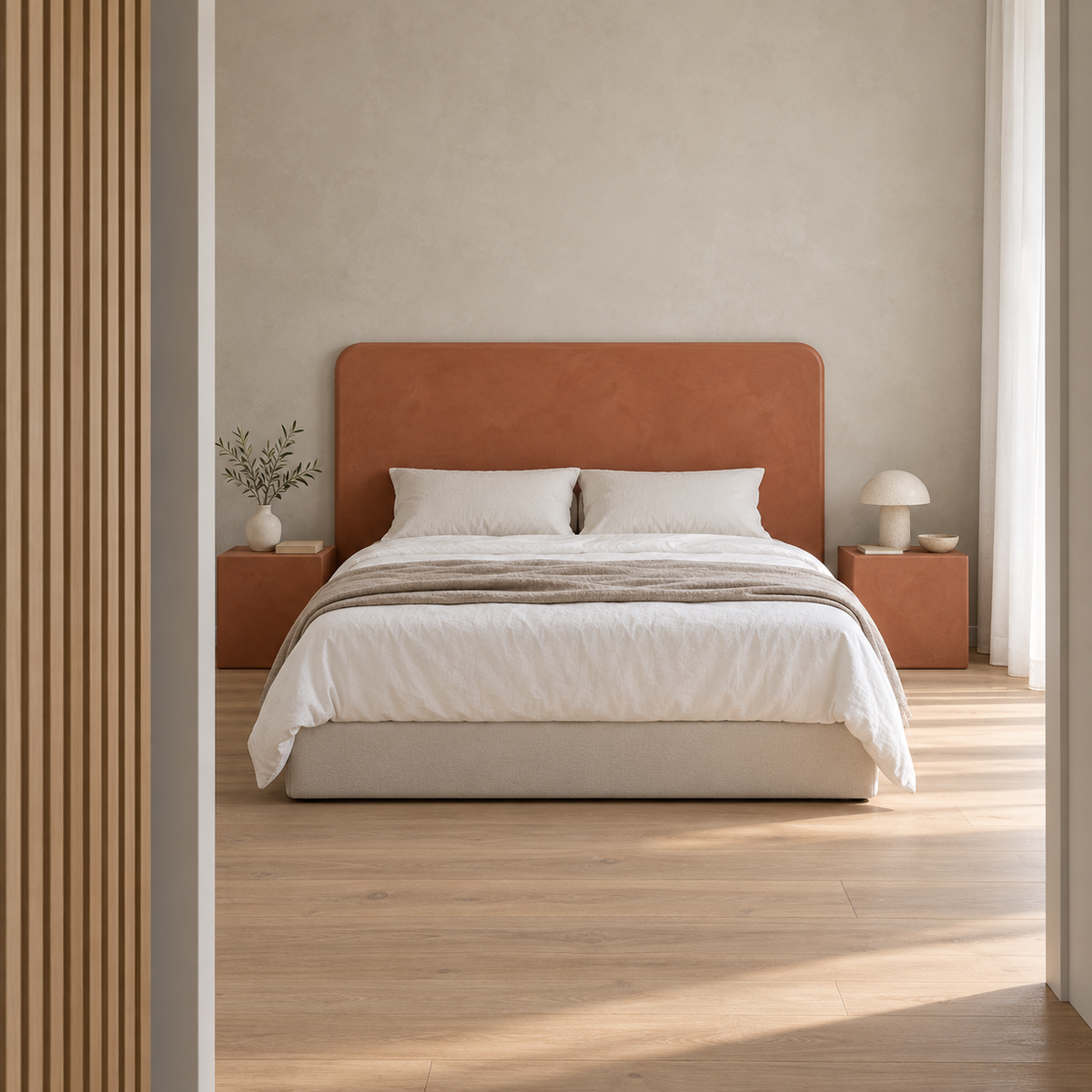 Cabecero Daimiel de microcemento blanco roto - dormitorio