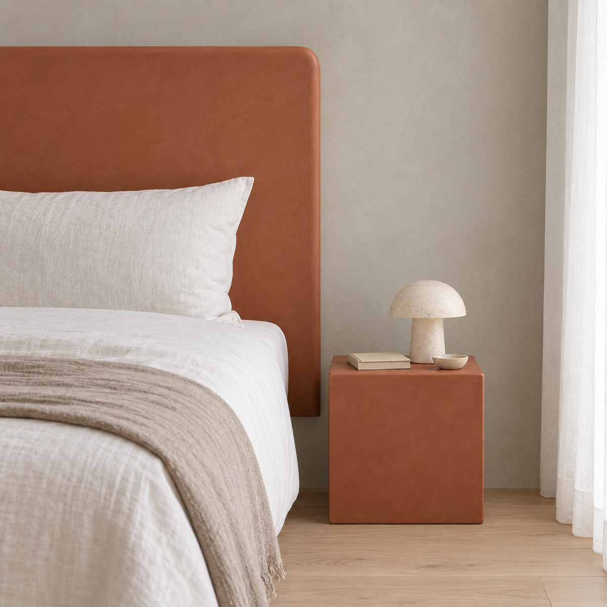 Cabecero Daimiel de microcemento blanco roto - dormitorio