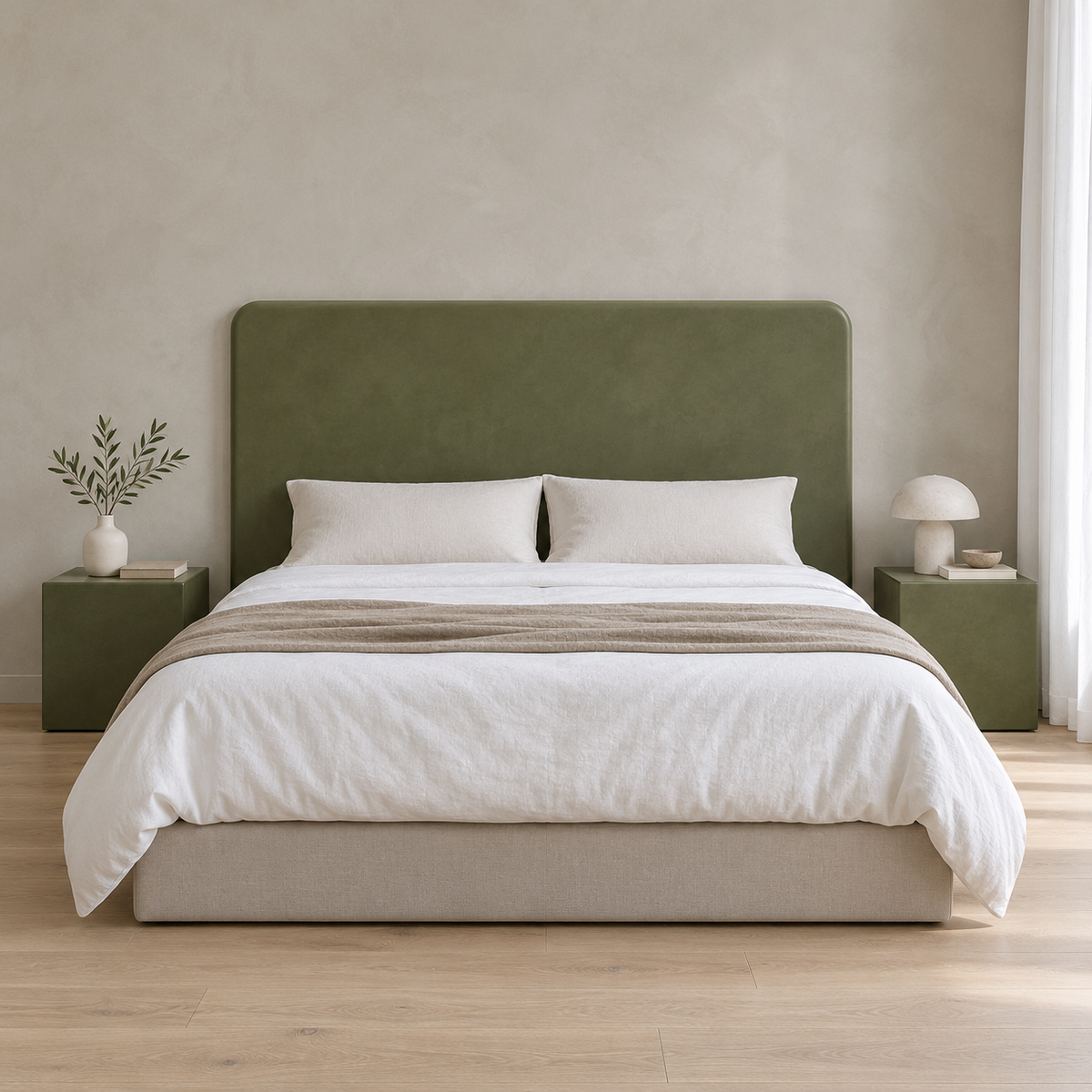 Cabecero Daimiel de microcemento blanco roto - dormitorio