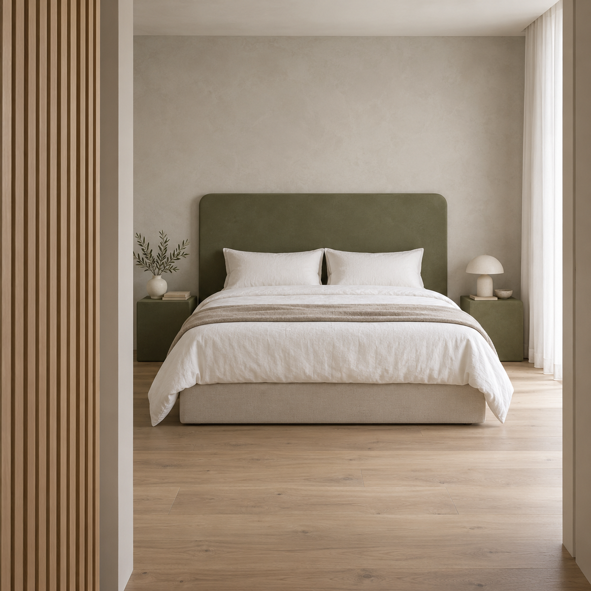 Cabecero Daimiel de microcemento blanco roto - dormitorio