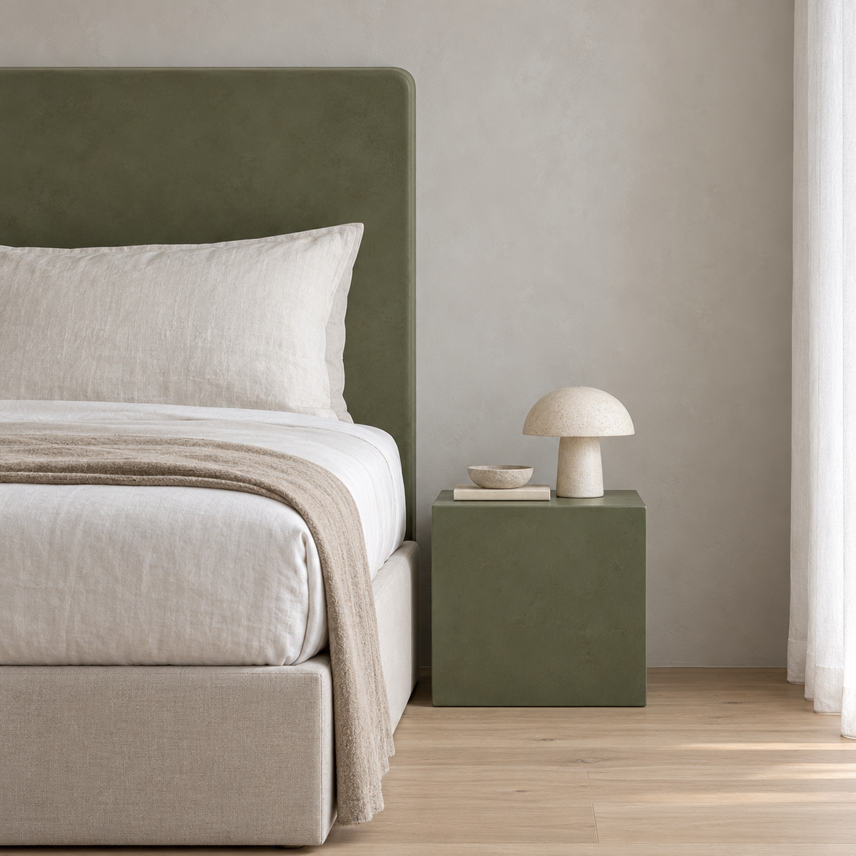 Cabecero Daimiel de microcemento blanco roto - dormitorio