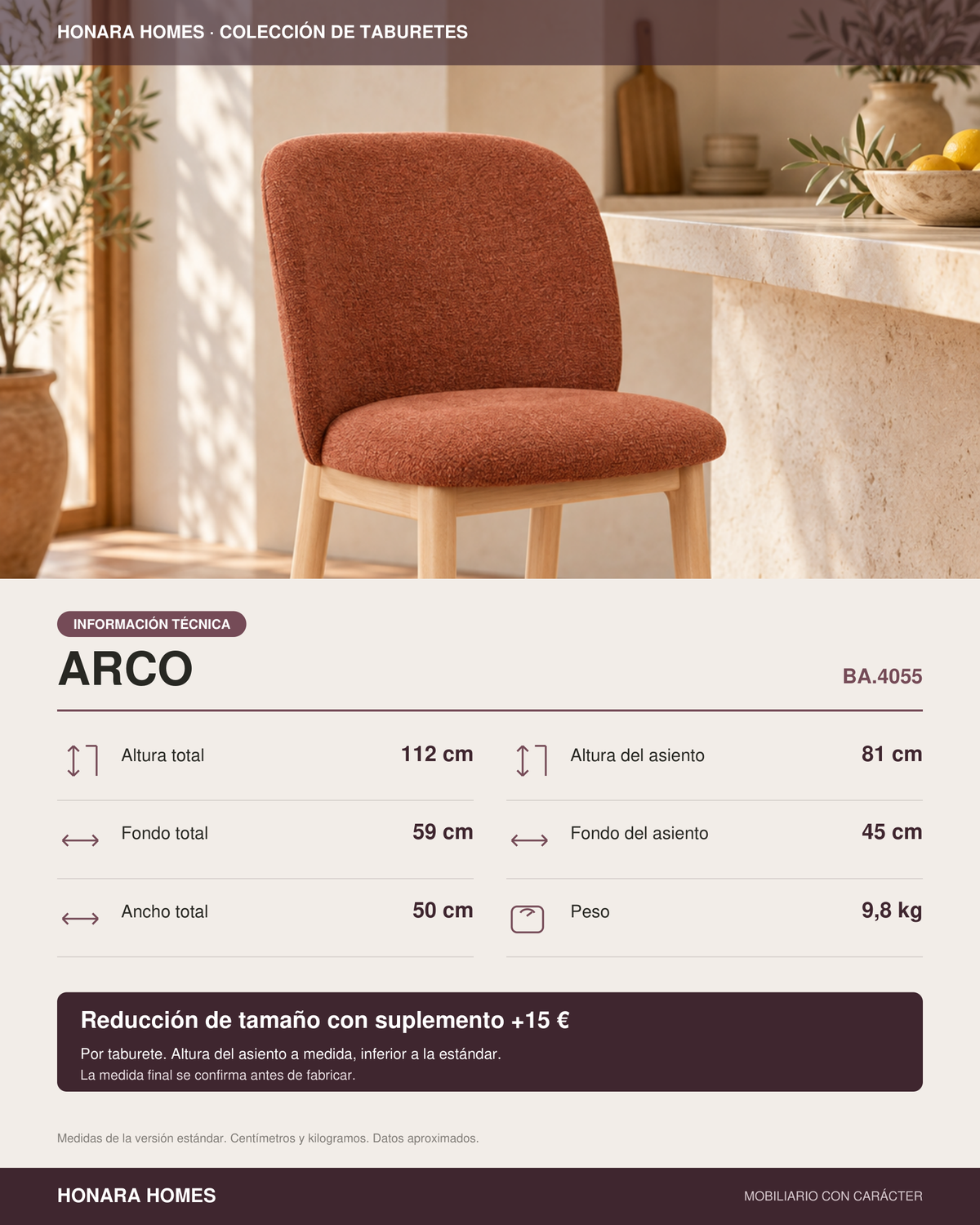 Taburete Arco en ambiente · Honara Homes