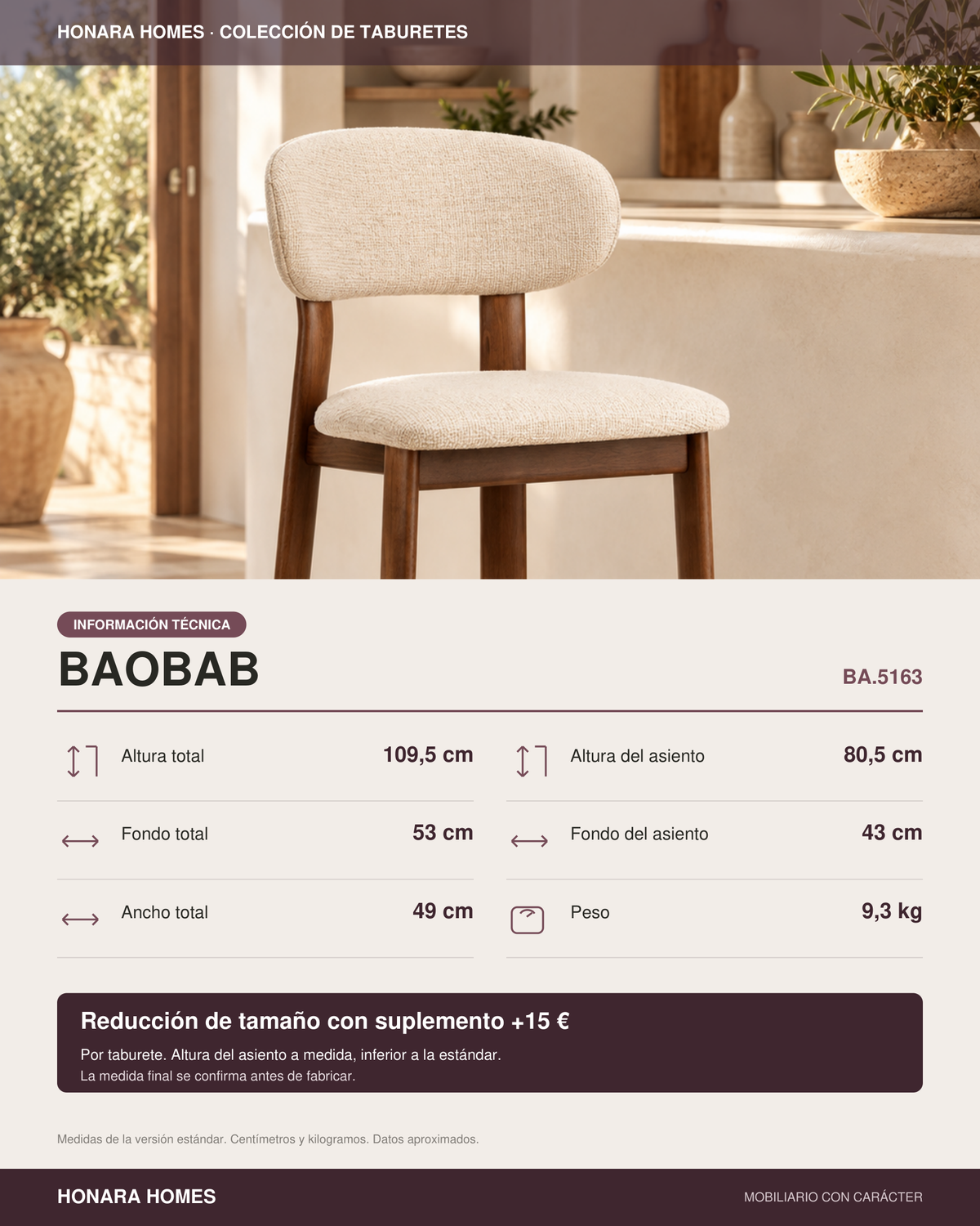 Taburete Baobab en ambiente · Honara Homes