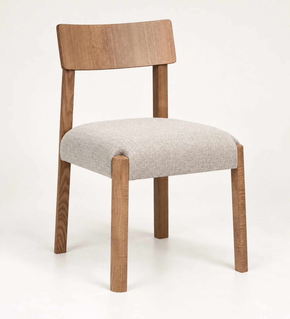 Silla Senda, madera medio, asiento tapizado, vista ambiente