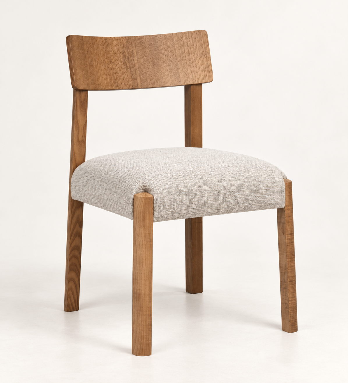 Silla Senda, madera medio, asiento tapizado, vista ambiente