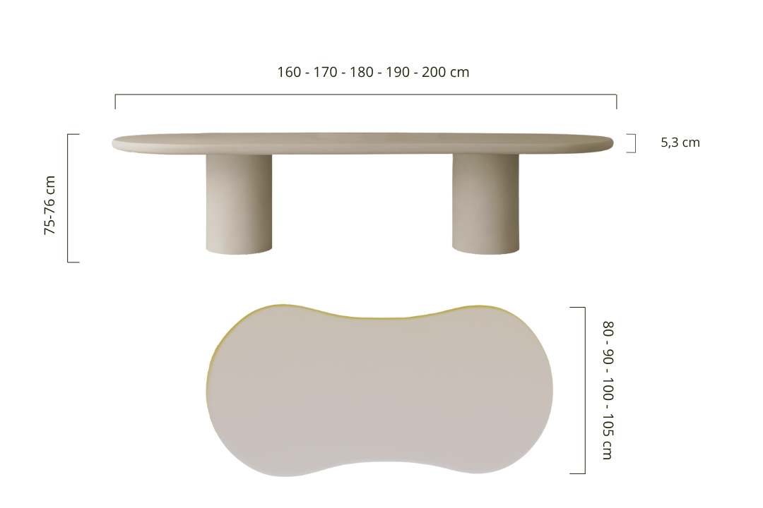 Mesa organica microcemento