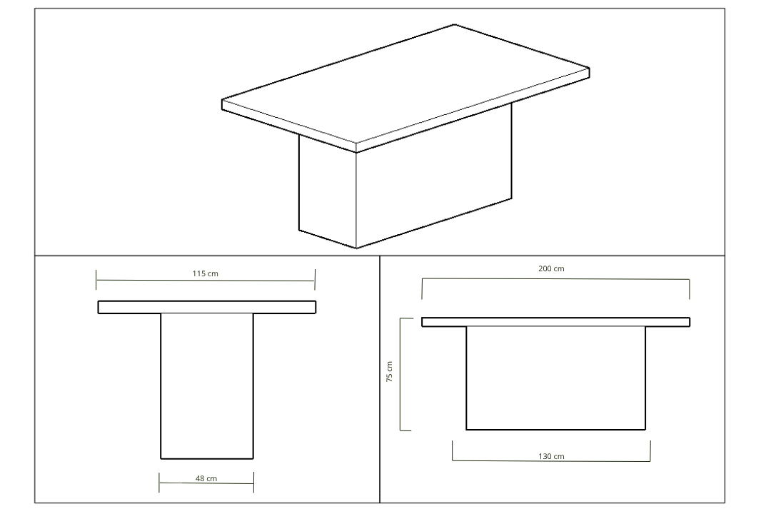 plano de mesa de microcemento